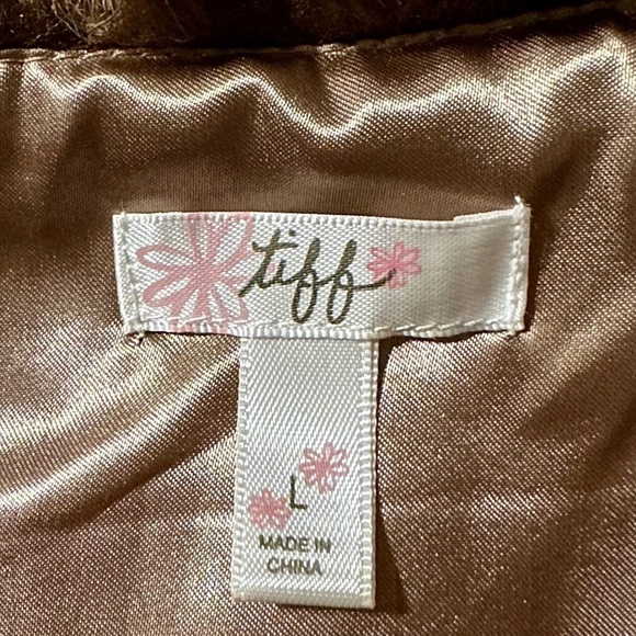 TIFF Faux Fur Animal Print Vest Lined Jacket Plush Cozy Soft Girl’s L Large - Picture 8 of 12